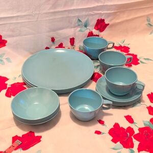Vintage Melmac Mallo-Ware Set Turquoise